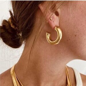 Gold Hoop Earrings | Chunky Gold Hoop Earrings 3/$25